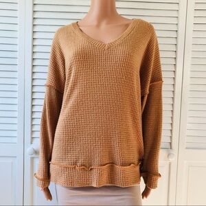 INFINITY RAINE Orange Oversized Waffle Knit Long Sleeve Sweater Size Small
